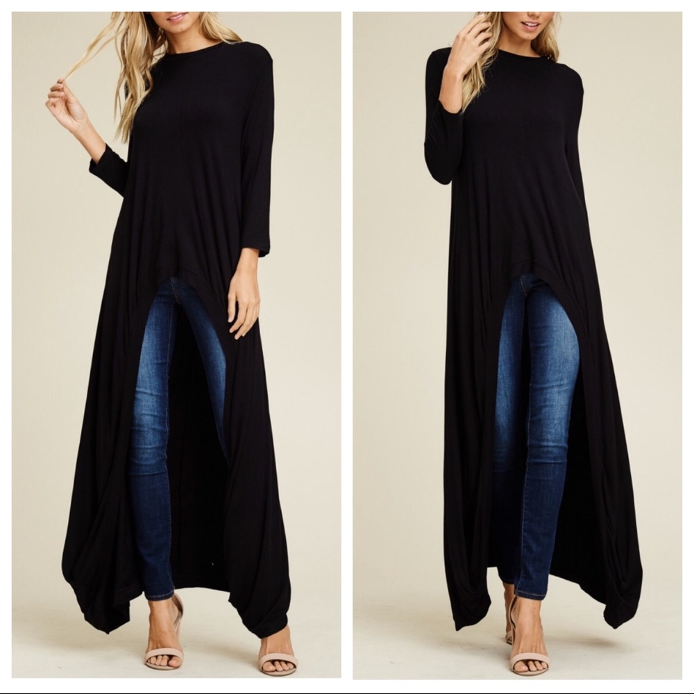 ✨LAST ONE✨Black favorite high/Low 3/4 tunic dress - Picture 2 of 8